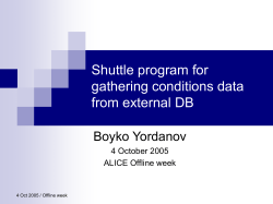 Shuttle program for gathering conditions data from - Indico