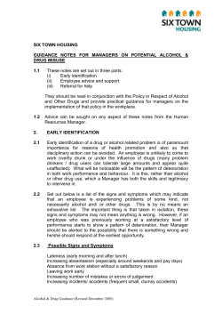 Alcohol and Drugs guidance