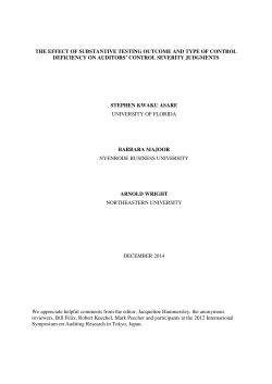 The Effect of Substantive Testing Outcome and Type of Control