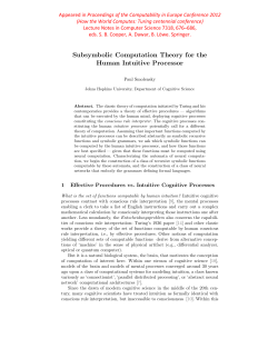 Subsymbolic Computation Theory for the Human Intuitive Processor