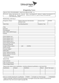 Eligibility Form (continued) Eligibility Form SELECTED