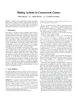Hiding Actions in Concurrent Games