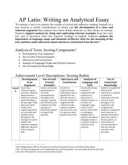 AP Latin: Writing an Analytical Essay &ldquo;To analyze a text is to express