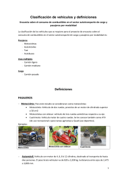 Clasificaci&oacute;n de veh&iacute;culos y definiciones