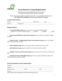 2015 Summer Camp Registration