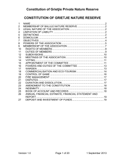 Constitution of Grietjie Private Nature Reserve CONSTITUTION OF