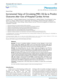 Theranostics Incremental Value of Circulating MiR-122
