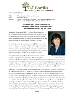 D`Youville and CEO Naomi Prendergast Chosen No. 20 for Boston