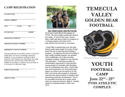 Brochure - Temecula Valley Pop Warner Youth Football and Cheer
