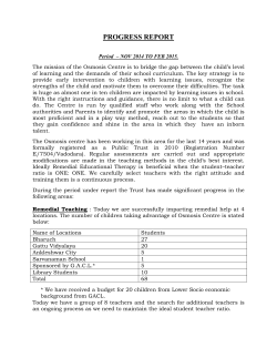 PROGRESS REPORT - Osmosis Play Centre, Phonics classes