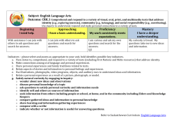Kindergarten ELA Rubrics