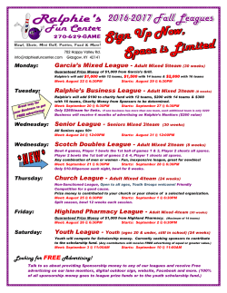 Garcia`s Mixed League - Adult Mixed 5/team (30 weeks) Ralphie`s