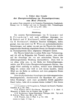 Ueber das Gesetz der Energieverteilung im Normalspectrum