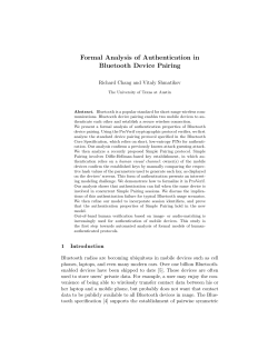 Formal Analysis of Authentication in Bluetooth Device Pairing