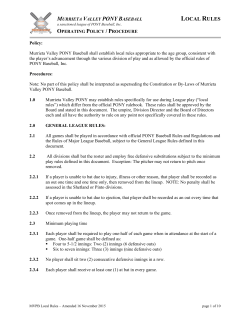Local Rules - Murrieta Valley Pony Baseball