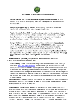 Information for Team Captains/ Managers 2017 District