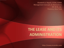 THE LEASE AND ITS ADMINISTRATION