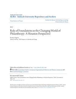 Role of Foundations in the Changing World of Philanthropy: A