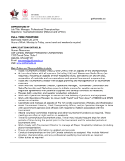 Manager, Professional Championships Reports to