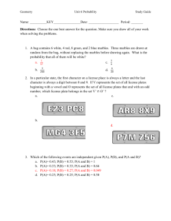 Geometry Unit 6 Probability Study Guide Name