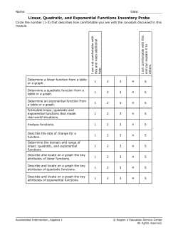 Linear, Quadratic, and Exponential Functions Inventory Probe