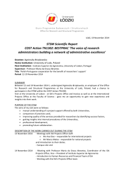 STSM Scientific Report COST Action TN1302: BESTPRAC `The