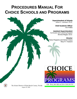 PROCEDURES FOR CHOICE SCH