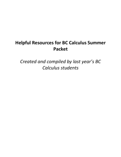 Helpful Resources for BC Calculus Summer Packet Created and