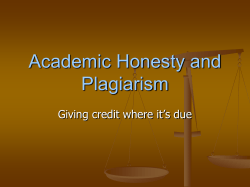 Academic Honesty and Plagiarism