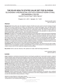 the eq-5d health states value set for slovenia slovenska vrednostna