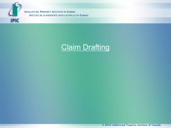Claim Drafting - Intellectual Property Institute of Canada