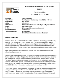 MAN 385.33 - Managing and Marketing in the Global Arena
