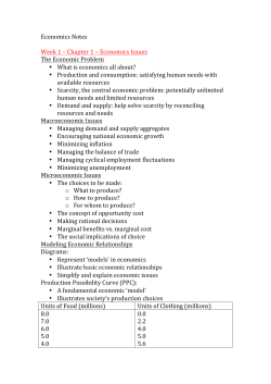 Economics Notes Week 1 &ndash; Chapter 1 &ndash; Economics Issues The