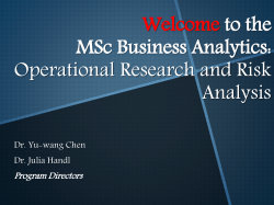 MSc Business Analytics: Operational Research and Risk Analysis