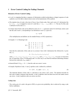 1 Error Control Coding for Fading Channels