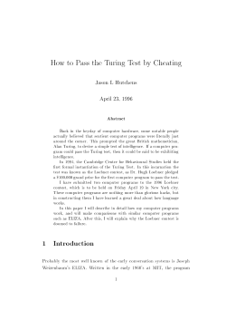 How to Pass the Turing Test by Cheating 1