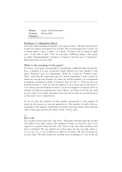 Spring 2014 Chapter: 1 Problem 1.1 (Quantum Dice)