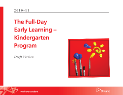 The Full-Day Early Learning&ndash;Kindergarten Program Draft Version