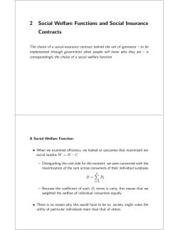 2 Social Welfare Functions and Social Insurance