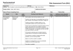 Risk Assessment Form - Blank Template