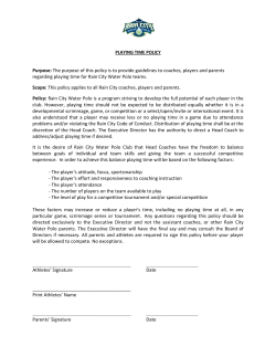 Playing Time Policy - Rain City Water Polo