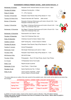 School Calendar 2016 - 2017 - Ravensworth Terrace Primary School