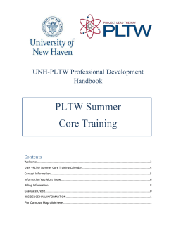 UNH &ndash;PLTW Summer Core Training Calendar