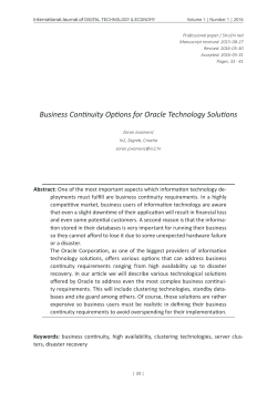 Business Confinuity Opfions for Oracle Technology Solufions