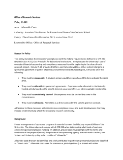 Allowable Costs Policy - University of North Carolina Wilmington