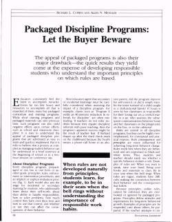 Packaged Discipline Programs: Let the Buyer Beware