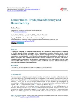 Lerner Index, Productive Efficiency and Homotheticity