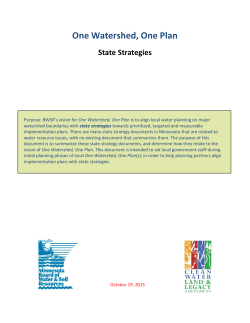 One Watershed, One Plan State Strategies