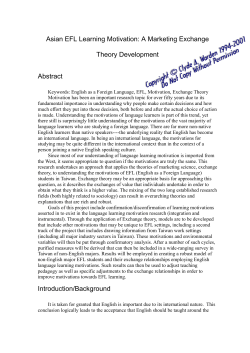 Unique Attributes of Asian EFL: An Exchange Theory Perspective