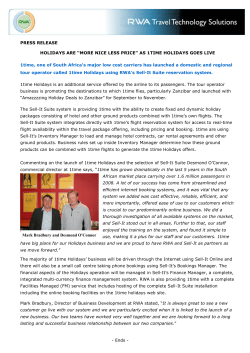 PRESS RELEASE HOLIDAYS ARE &ldquo;MORE NICE LESS PRICE&rdquo; AS